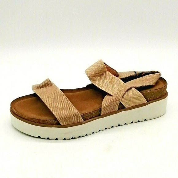 Not Rated Womens Slingback Sandal Gold Glitter Elastic Straps Platform Heel 6.5 - Picture 1 of 10